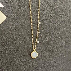 MeiraT 14k gold Chalcedony and diamond necklace